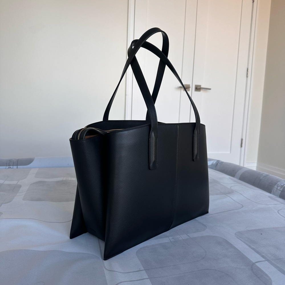 Black Leather Tote Bag - Classic Women's Tote